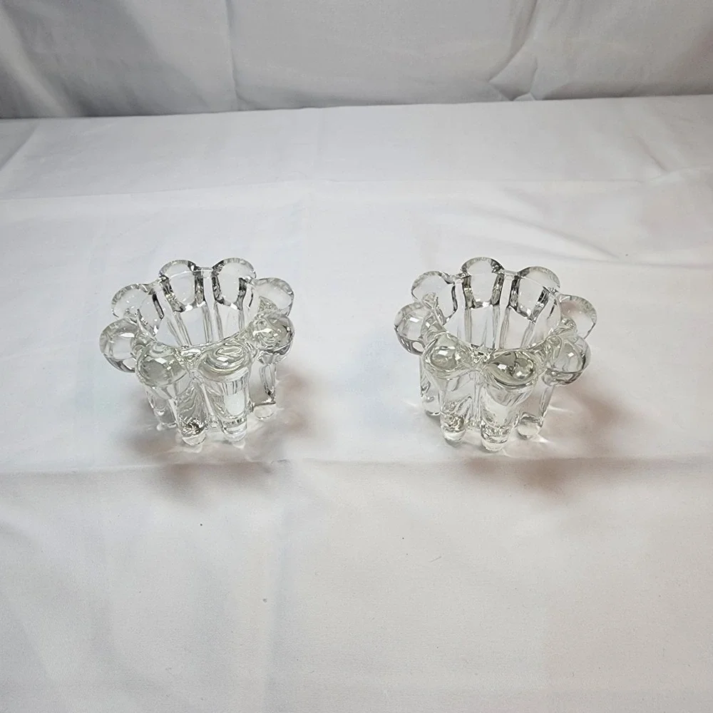 Vintage Alco Industries Crystal 2 Pc Candleholder Set No. 0011
